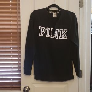 PINK Split neck long sleeve top